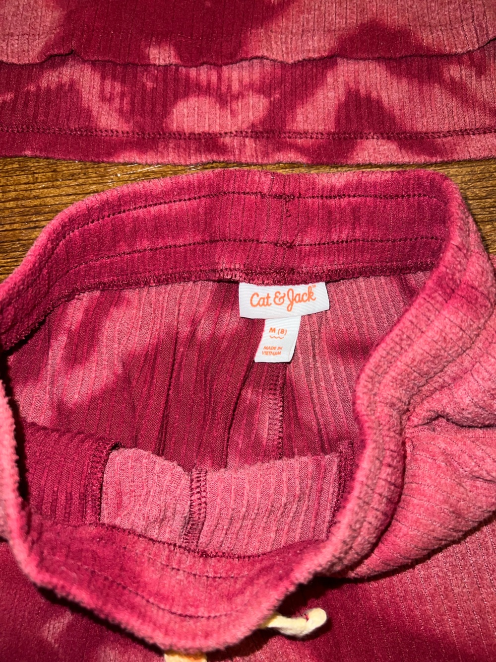 Cat & Jack Burgundy Tie Dye Ribbed Hoodie & Flare Pants Set Size M/L - Picture 6 of 7